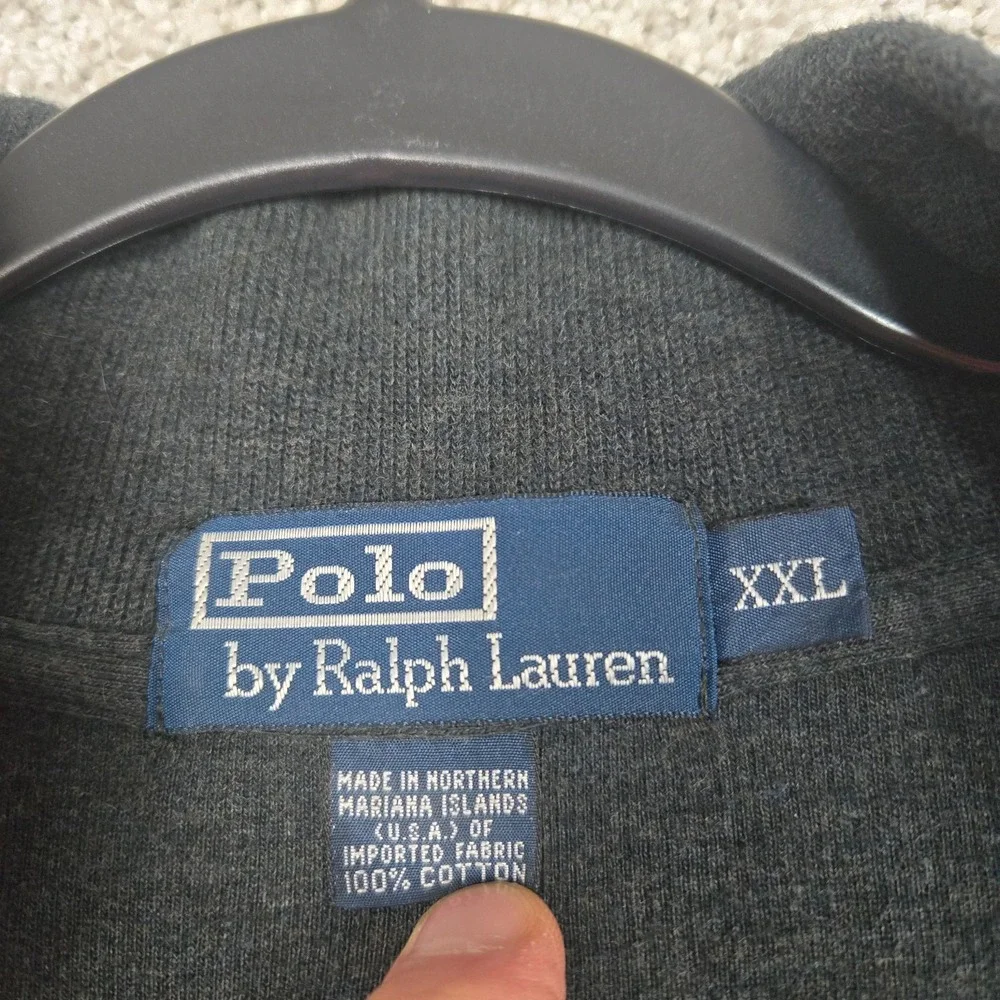Polo Ralph Lauren Sweater Mens 2XL Dark‎ Gray 1/4 Zip Vintage